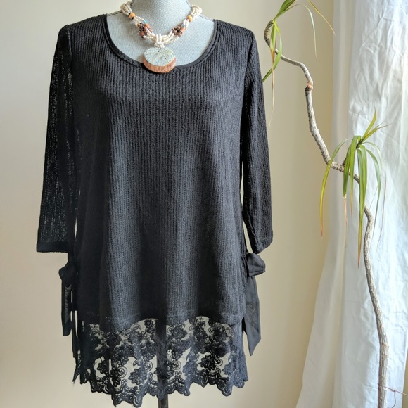 [Lauren Conrad] Side Bow Lace Tunic Sz M - Picture 1 of 8